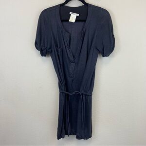 Humanoid Navy Linen Tie Waist Slouchy Minimalist Tunic‎ Top Size Small Lagenlook